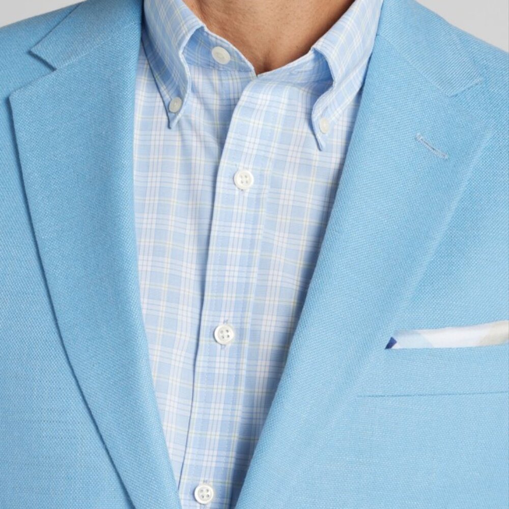 NEW Jos. A. Bank Traditional Fit Textured Comfort Stretch Sportcoat Light Blue - Picture 2 of 5